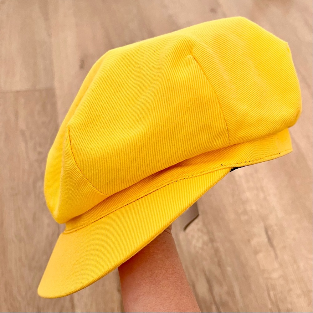 Super Rare Burberry Newsboy Cotton Cap Hat Beret Yellow W/ Plaid Size L - NWT‎